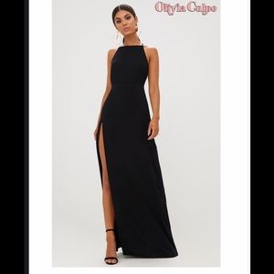 NWT Black Strappy Back Detail Chiffon Maxi Dress